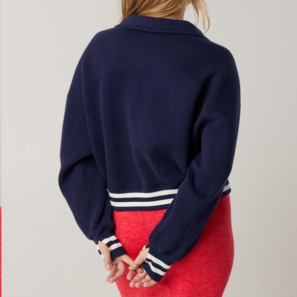 OFFLINE By Aerie Cloud Fleece Polo Sweatshirt Royal Navy Size Large NWT - Picture 2 of 14